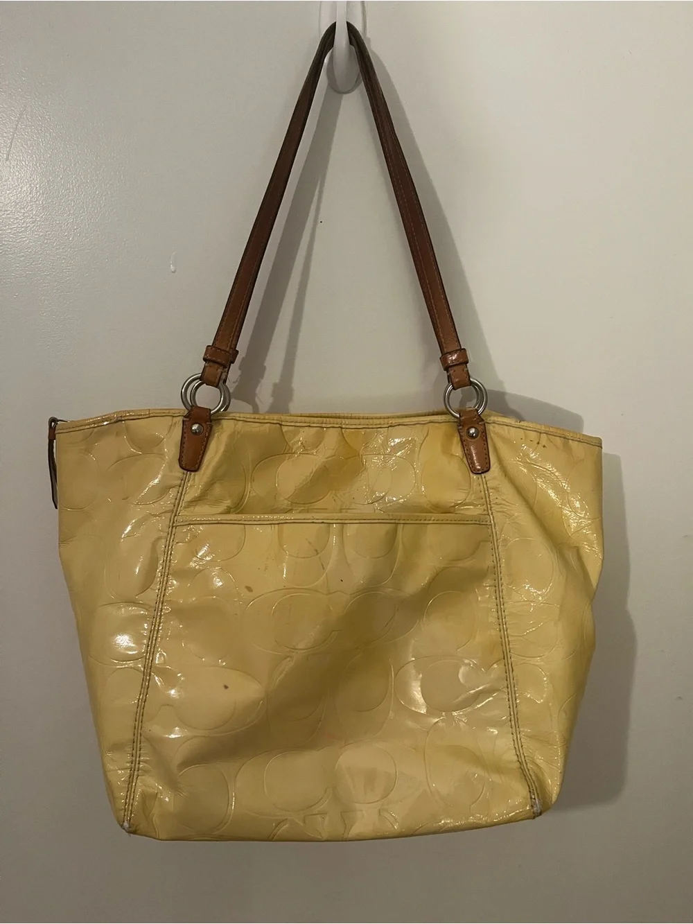 Yellow Coach Leah Patent Tote F14663
